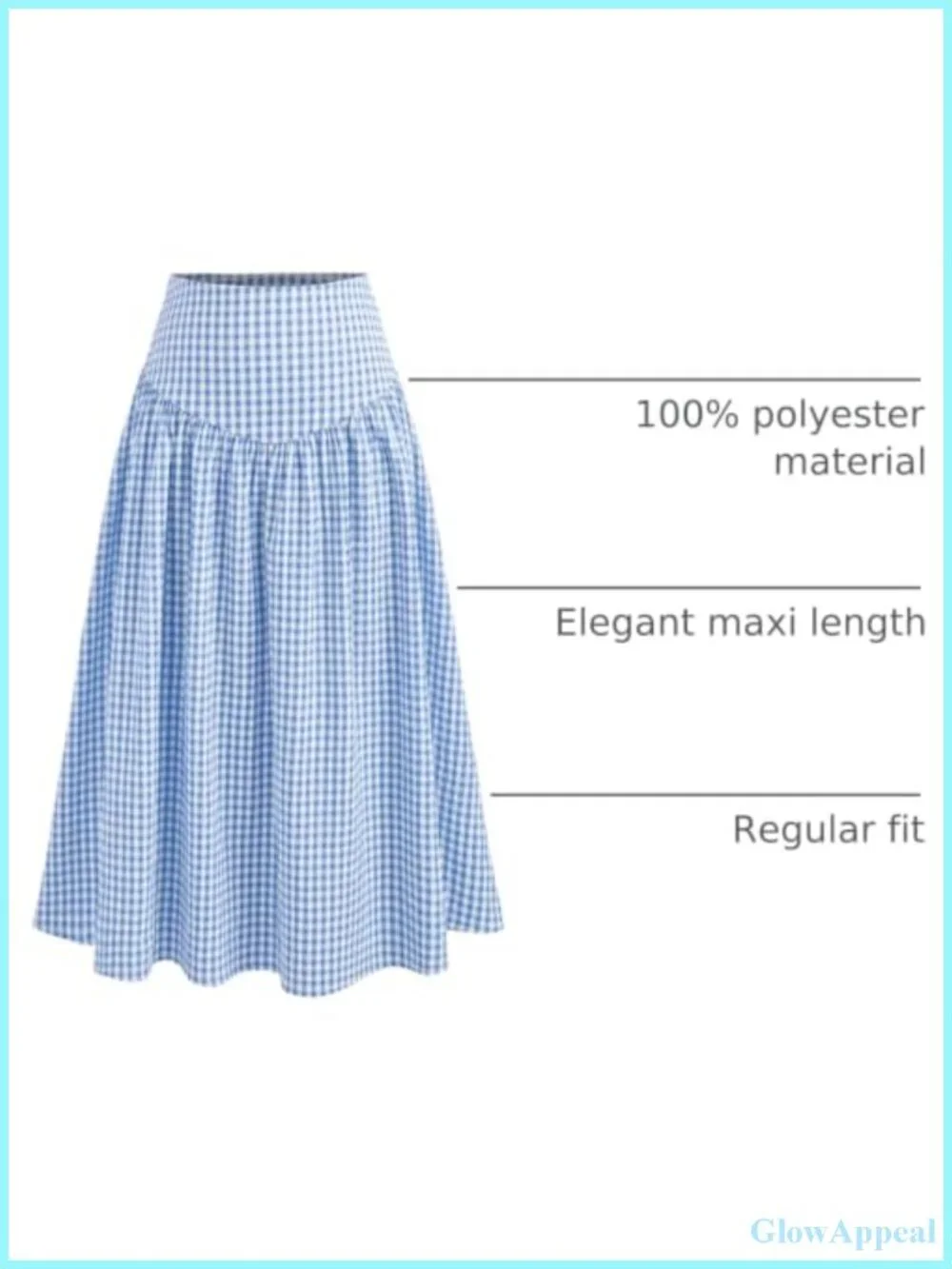 Gingham Maxi Skirt High Waist A-Line Long Plaid Summer Vacation